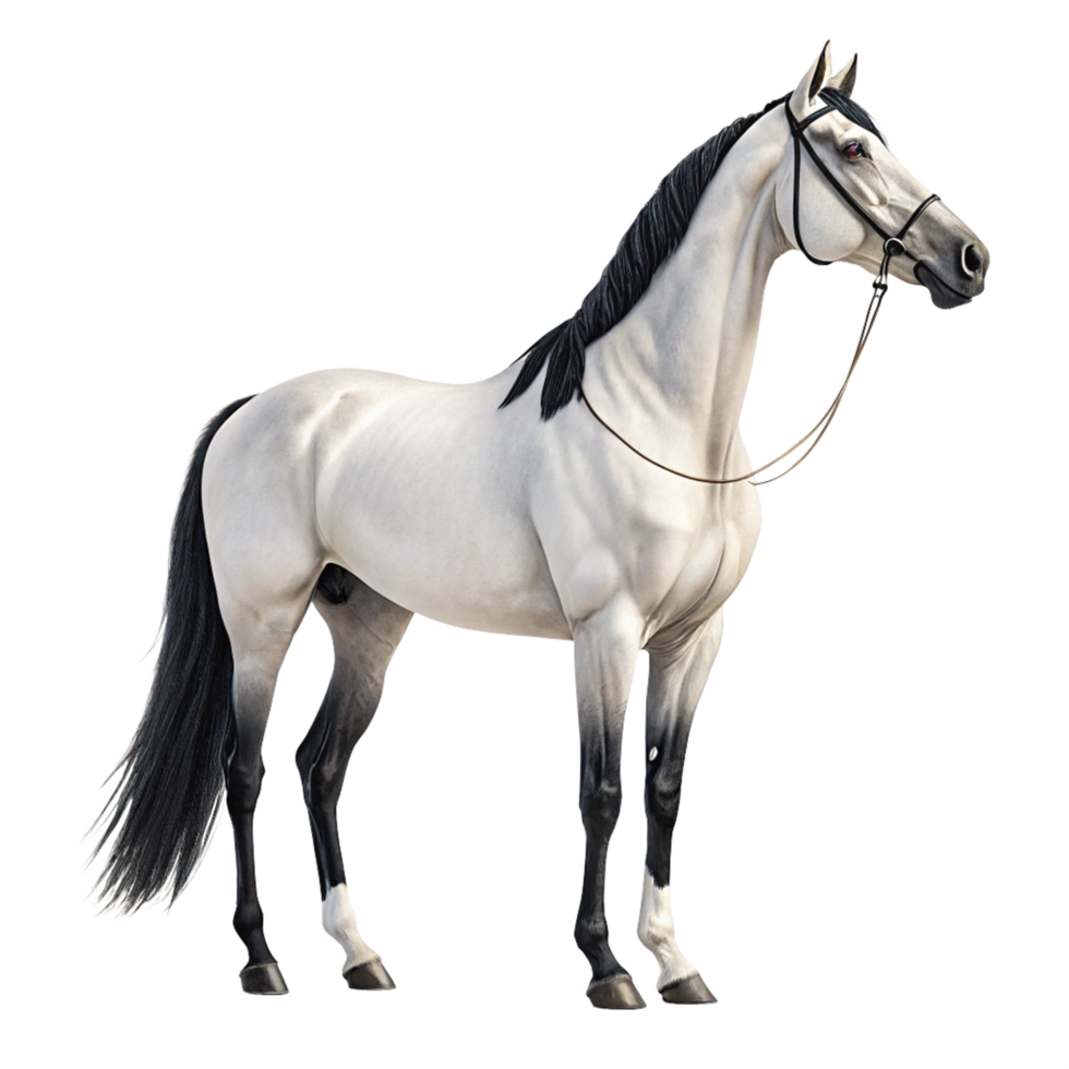 3d silver horse bueaty isolated on transparent background png