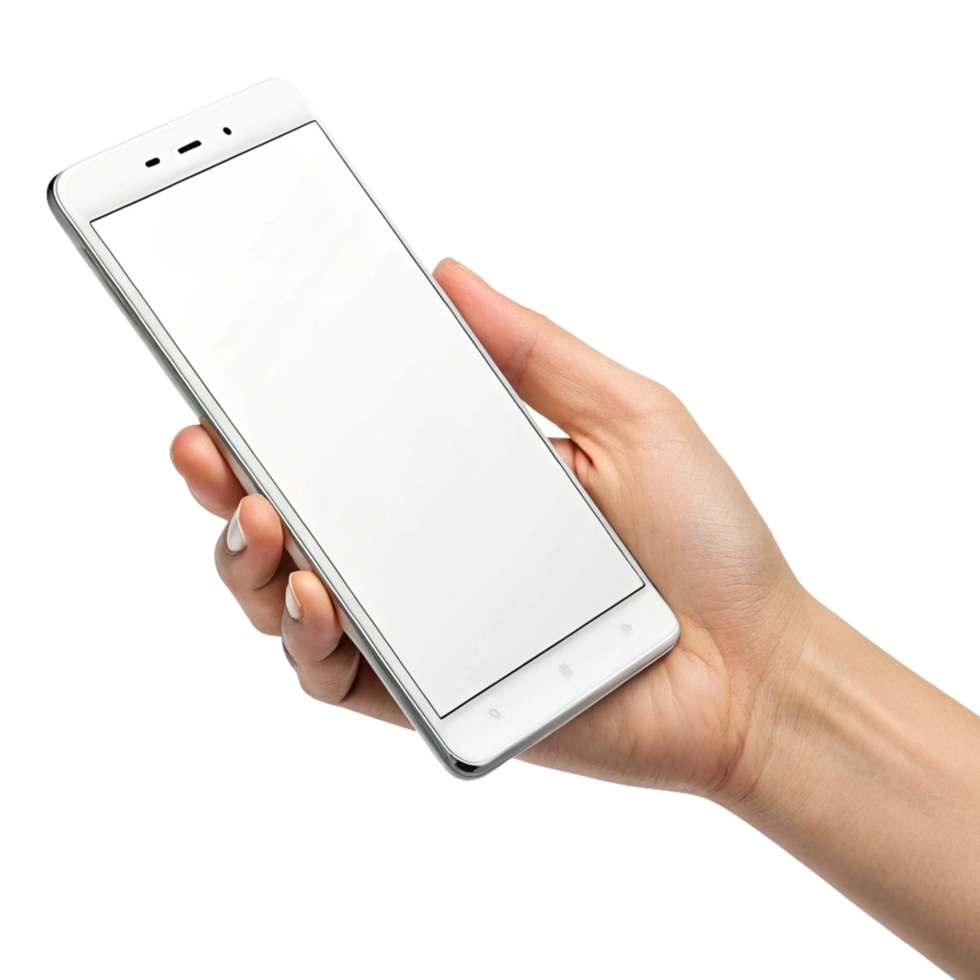 Realistic smartphone mockup. Mobile phone display, device screen frame isolated on transparent background png