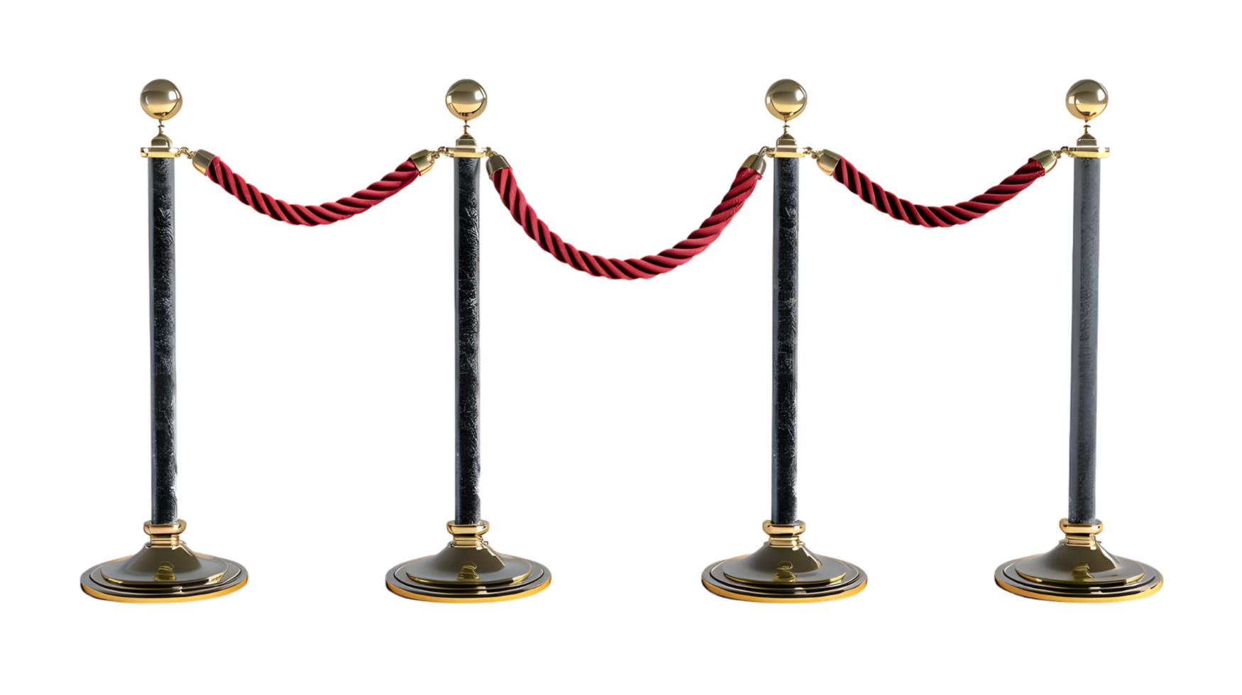 Red velvet rope barrier isolated on transparent background png