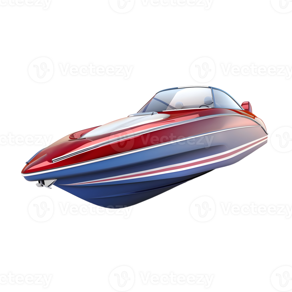 Red and Blue Speedboat isolated on transparent background png