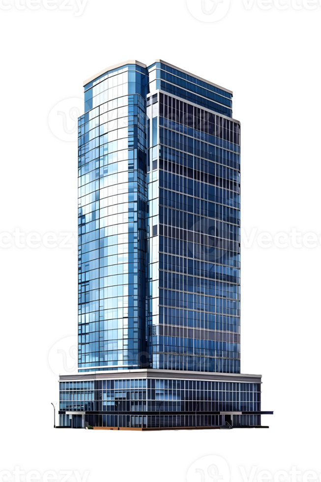 Modern glass skyscraper building architecture isolated on transparent background png
