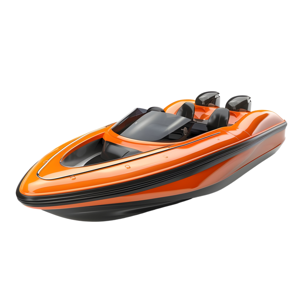 Orange speedboat isolated on transparent background png