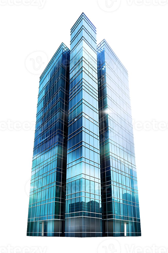 Tall Office Tower with Reflective Glass Isolated on Transparent Background png