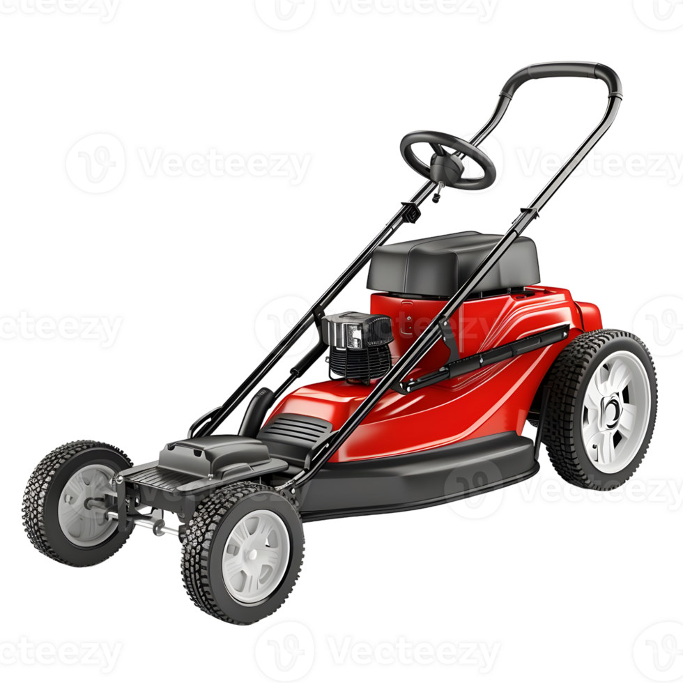 Red Lawn Mower isolated on transparent background png