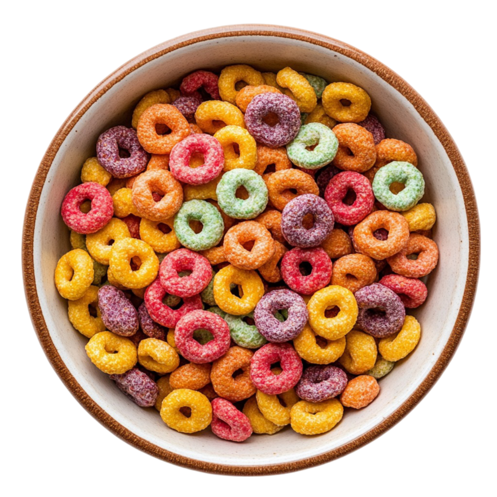 Colorful Cereal Rings in Bowl png
