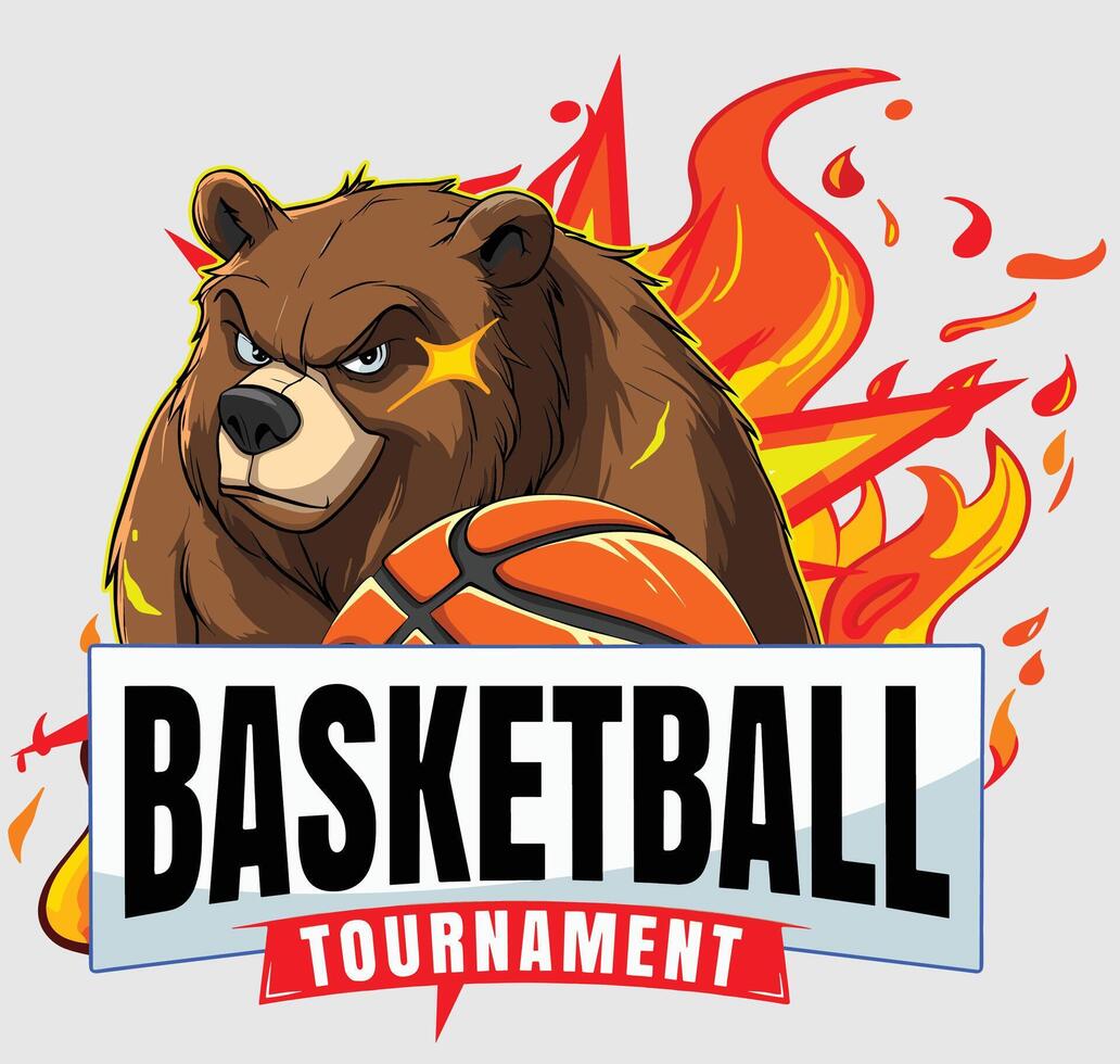 bear of basketball competition vector
