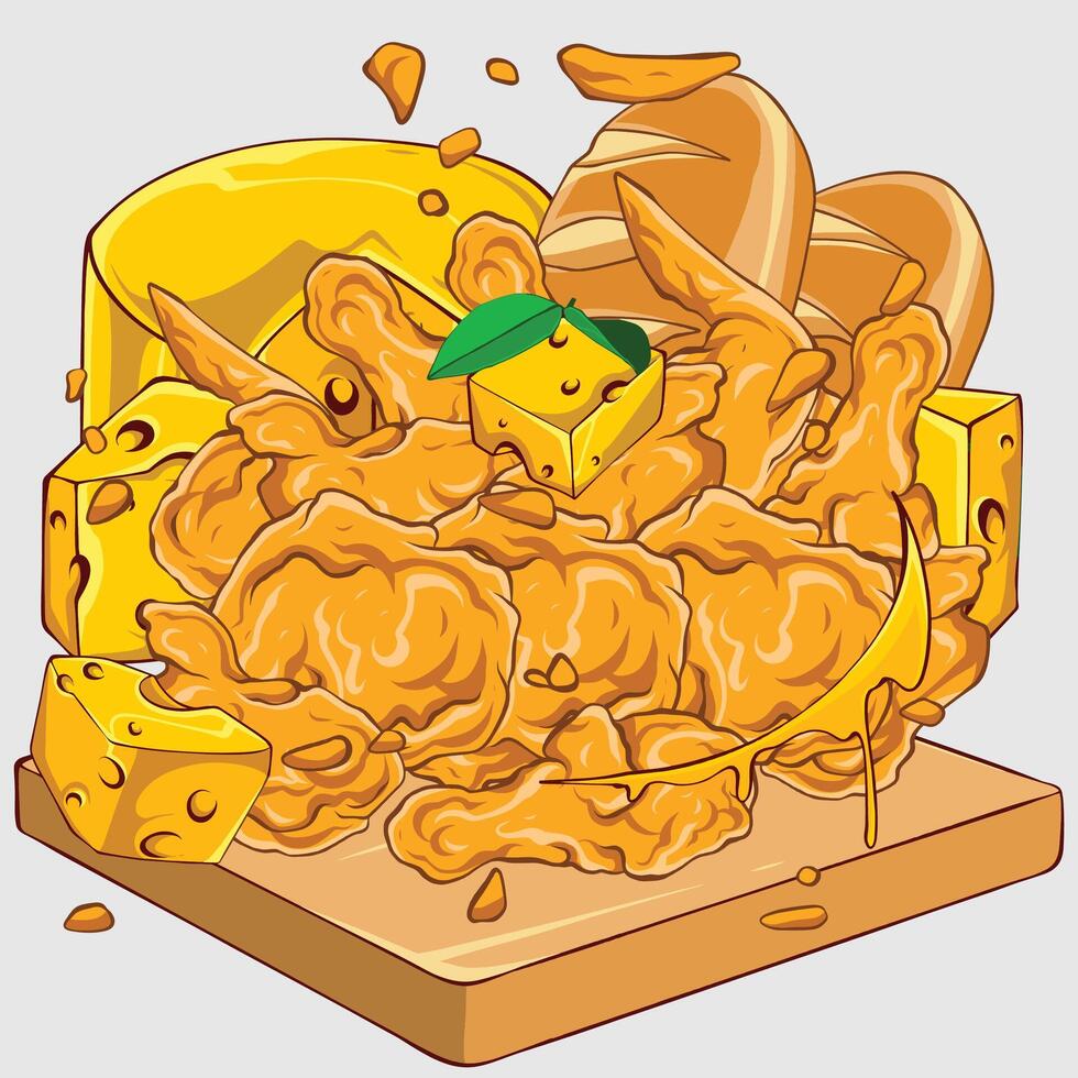 Cheese and Chicken Bread vector