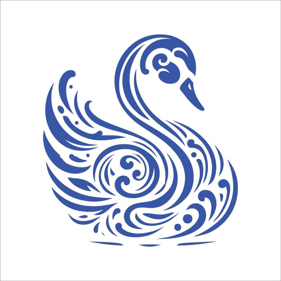 Bold Stencil Swan A Black And White Illustration With Ornate Simplicity vector