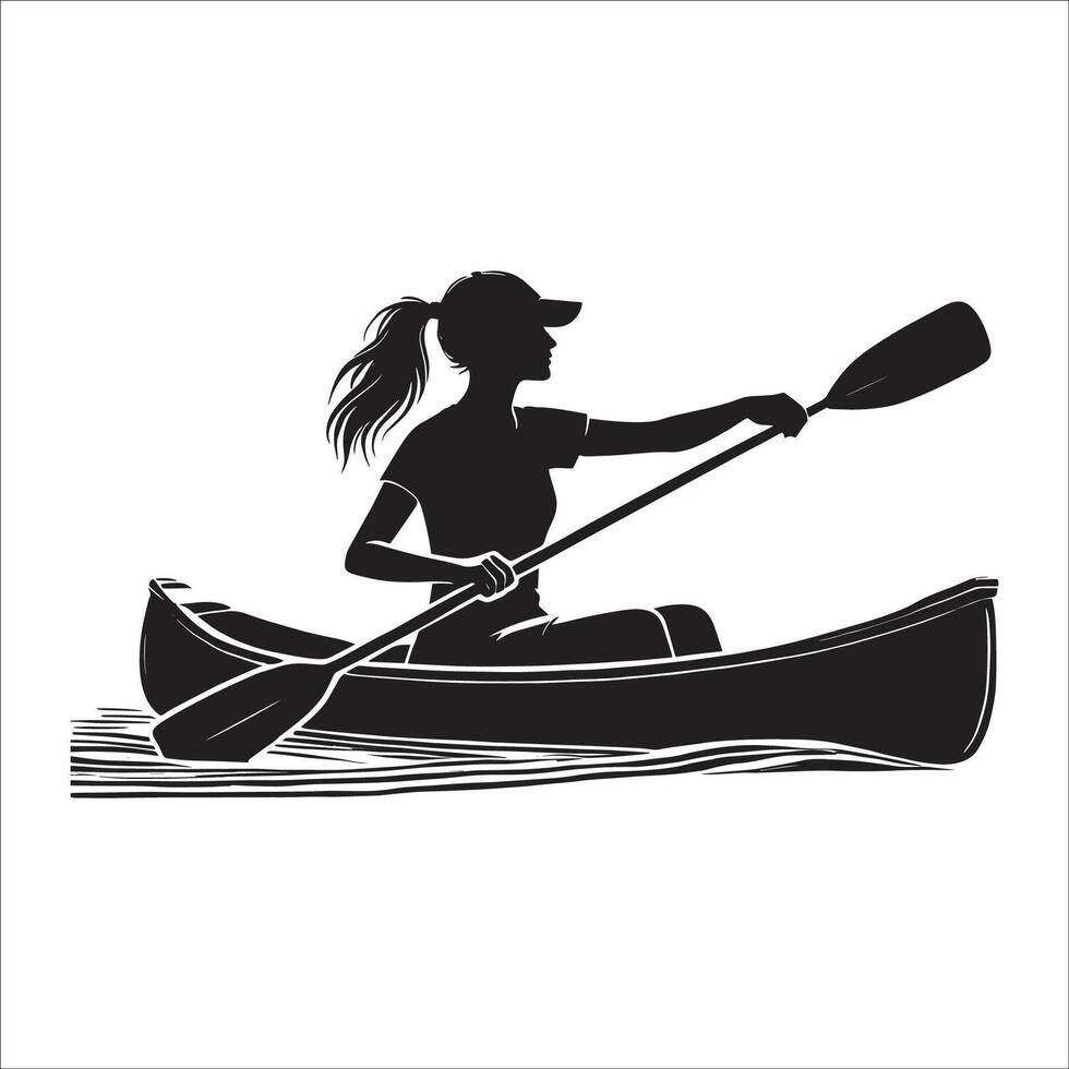 Kayak silhouettes, Canoe silhouette, Woman kayaking silhouette, Kayaking silhouette, Kayak vector