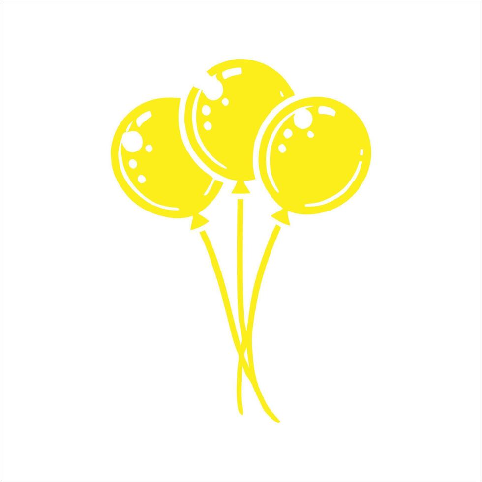 A Yellow Color Birthday Celebration Realistic Balloons icon Flat Design Illustration On White Background vector