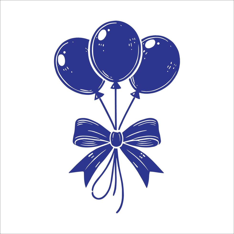 Blue Color Birthday Celebration Realistic Balloons icon Flat Design Illustration On White Background vector