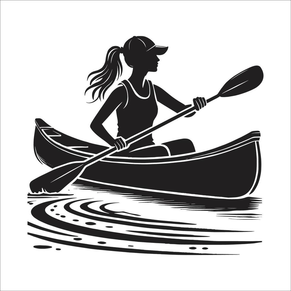 silhouette of a person kayaking vector