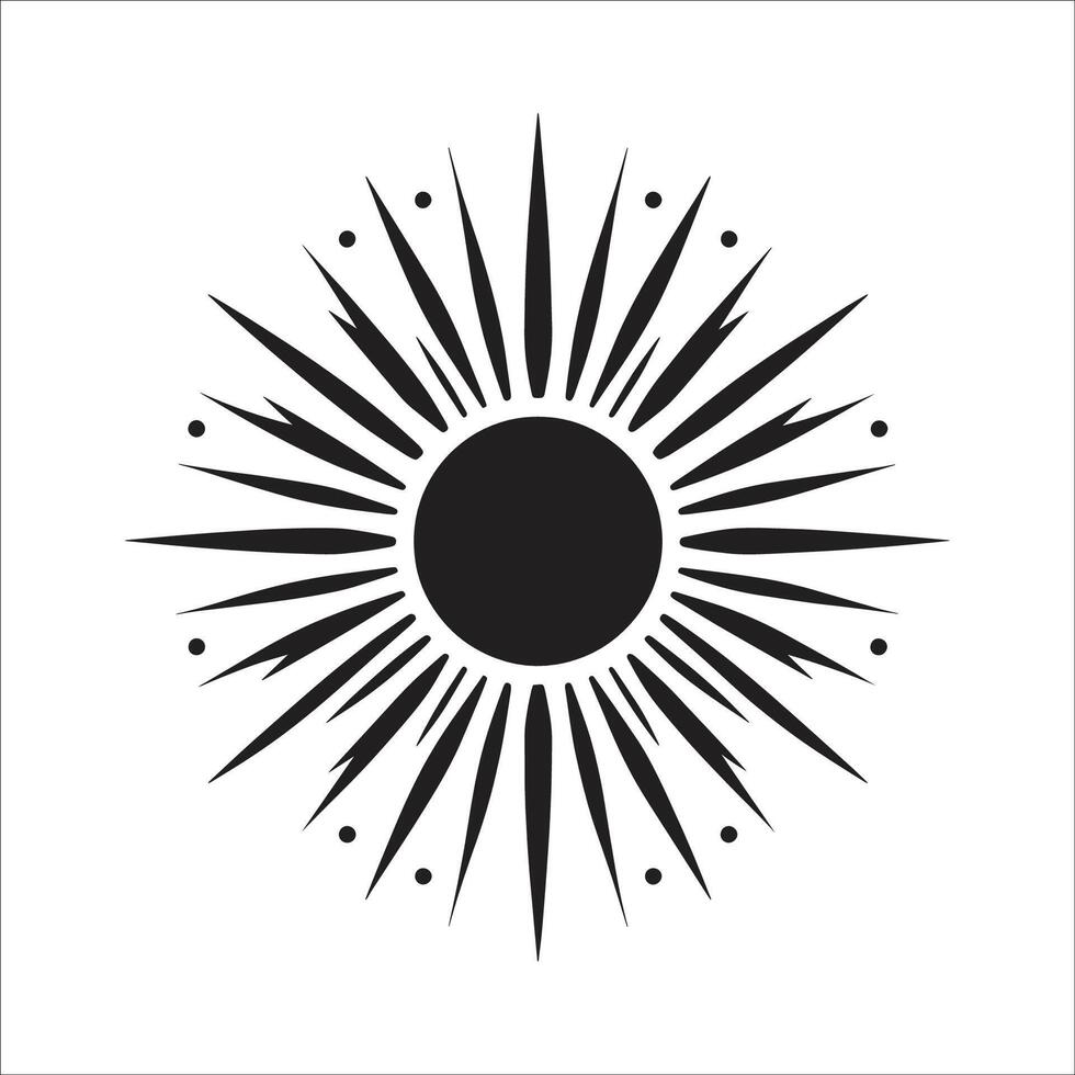 Minimalist Sun Symbol Monochrome icon Silhouette Flat Design Illustration On White Background vector