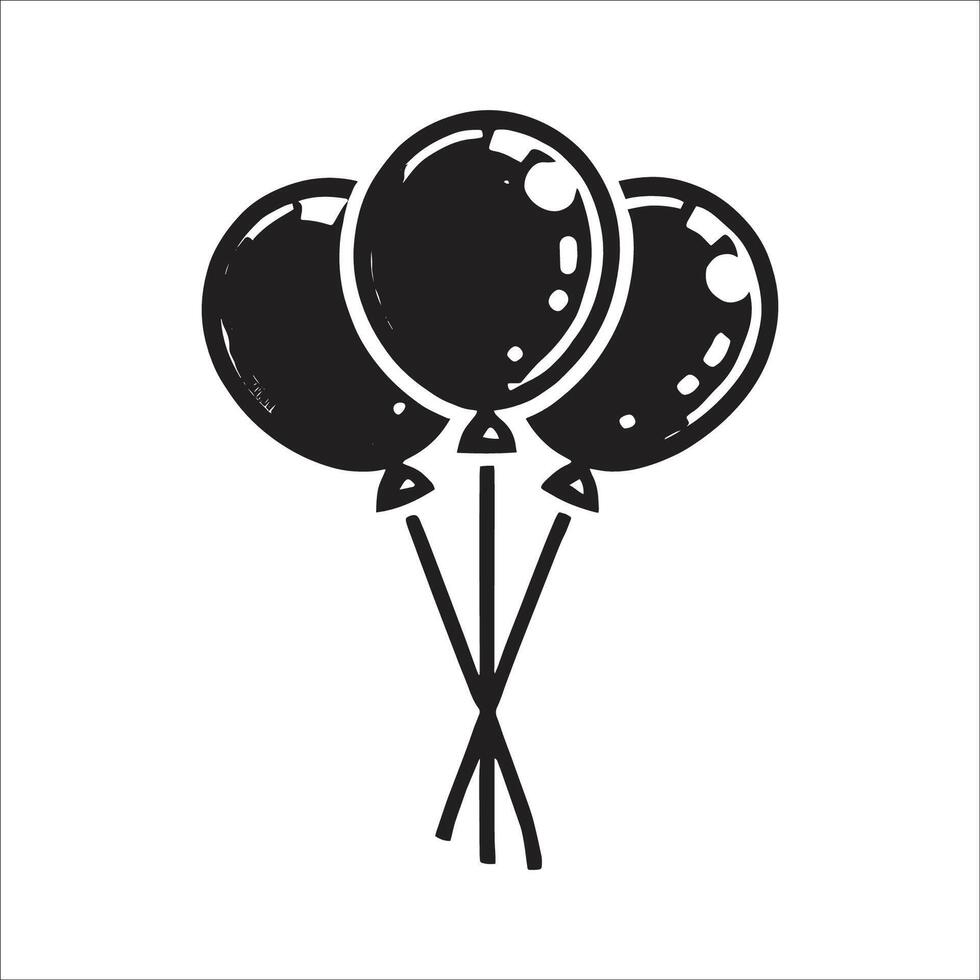 Black And White Color Birthday Celebration Realistic Balloons icon Flat Design Illustration On White Background vector
