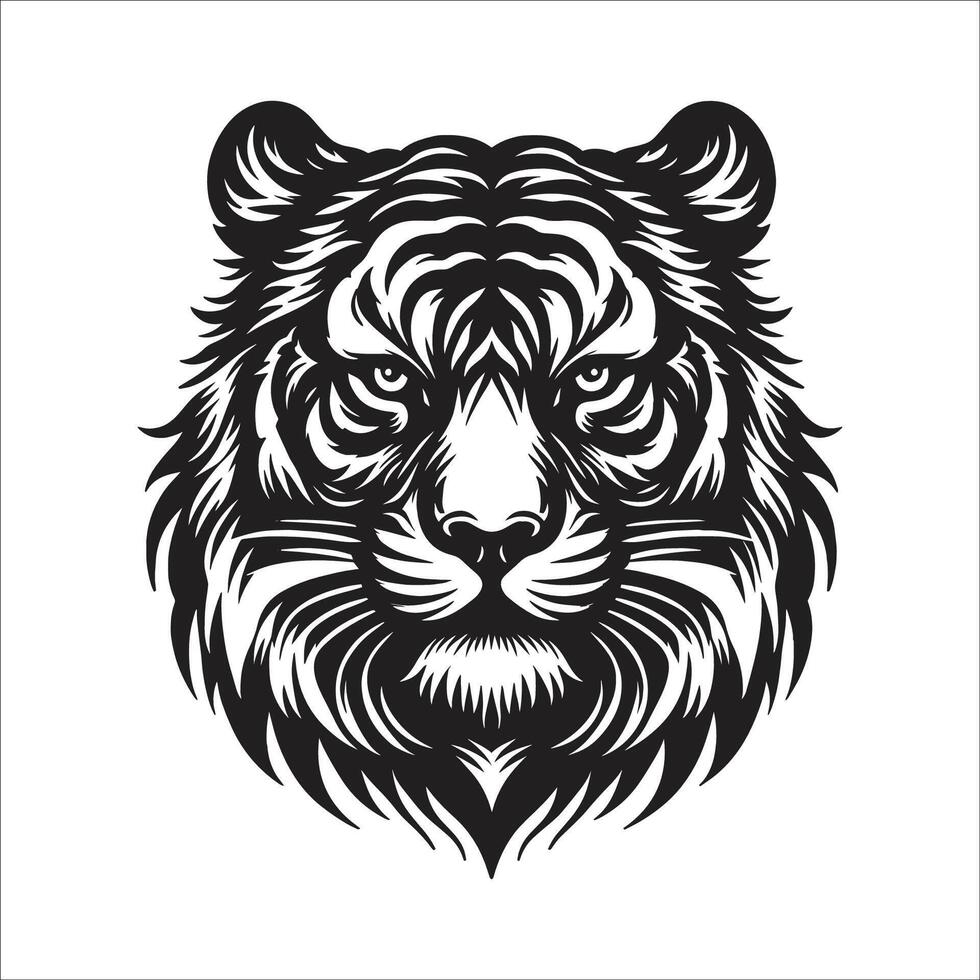 A Powerful Lion Face Silhouette Design illustration On White background vector
