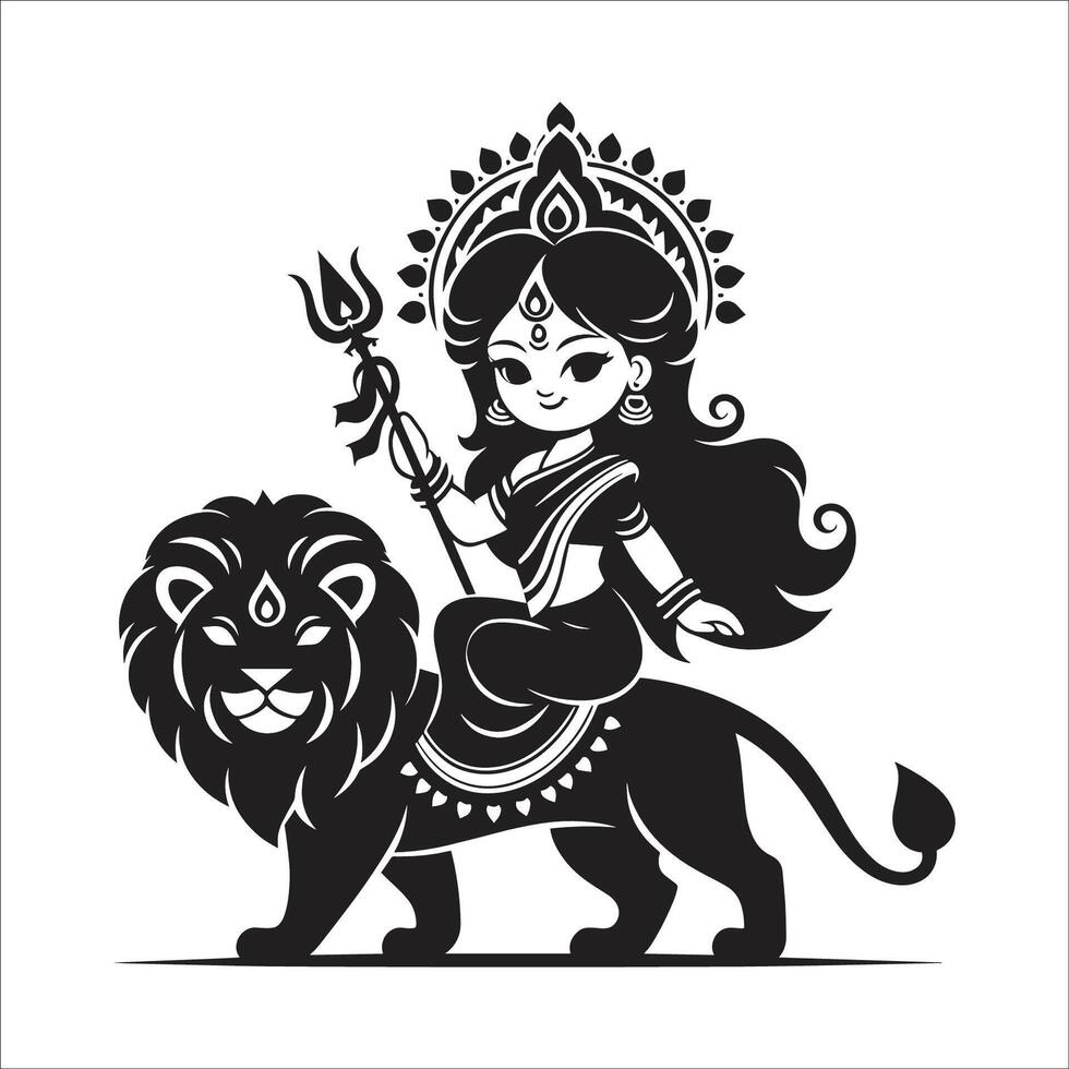 Goddess Maa Durga Navaratr Festival Vijayadashami And Dussehra Durga Puja Happy Navratri vector