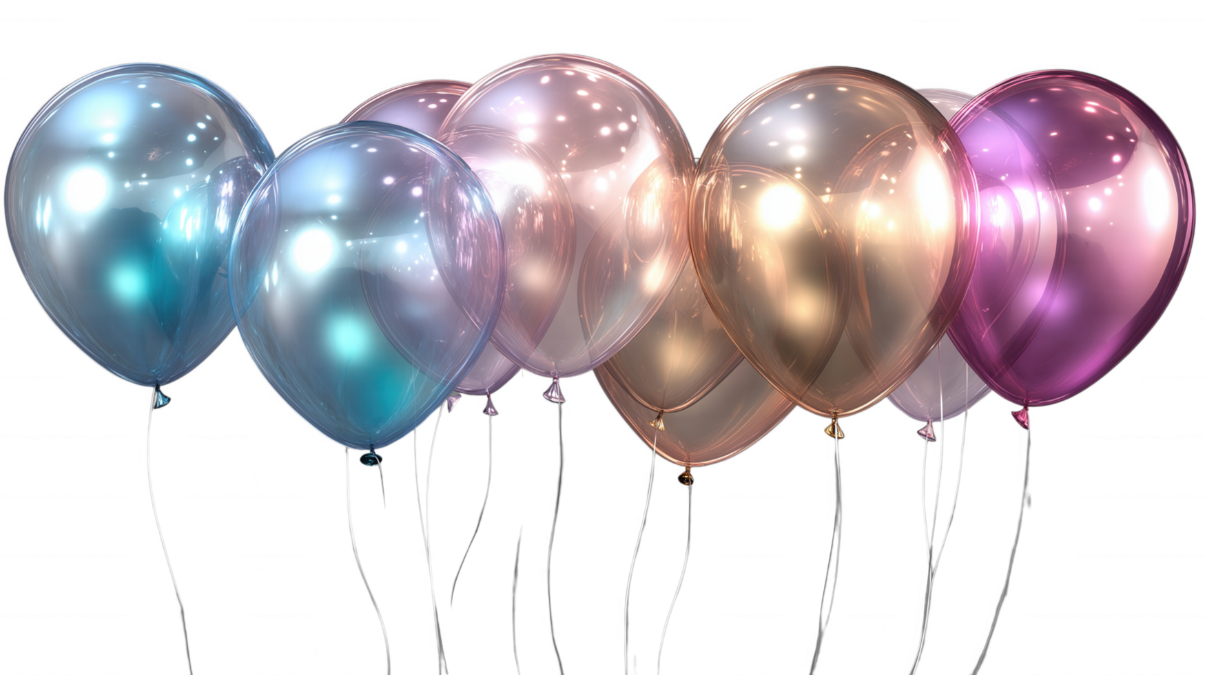 A bunch of shiny, colorful balloons are floating in the air png