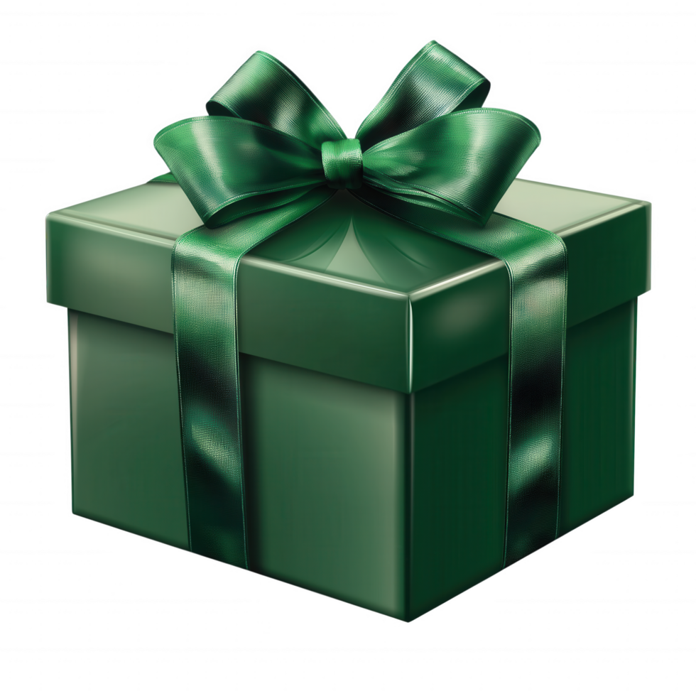 A green box with a green bow on top of it png