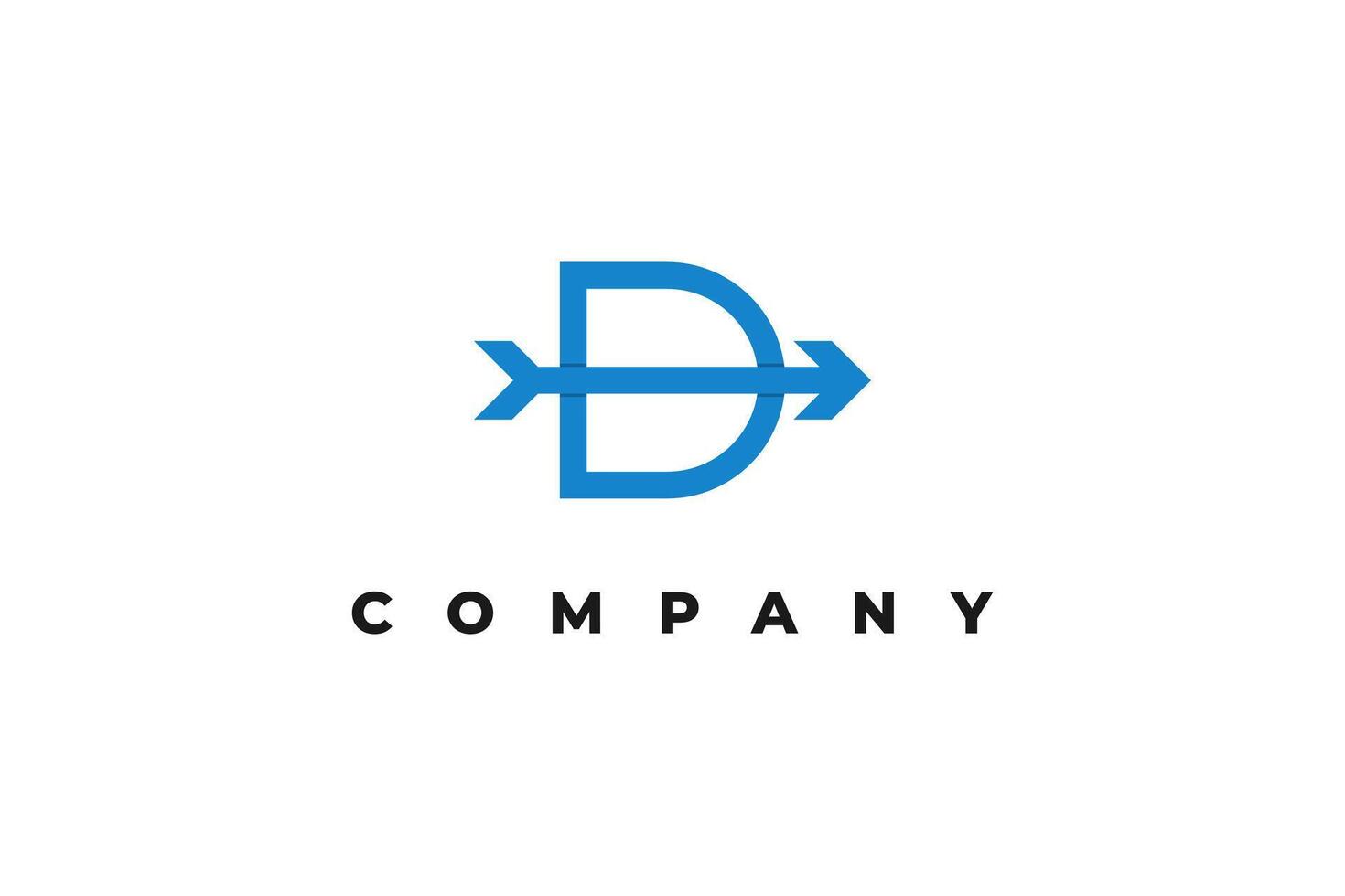 letter d and arrow minimal logo design vector
