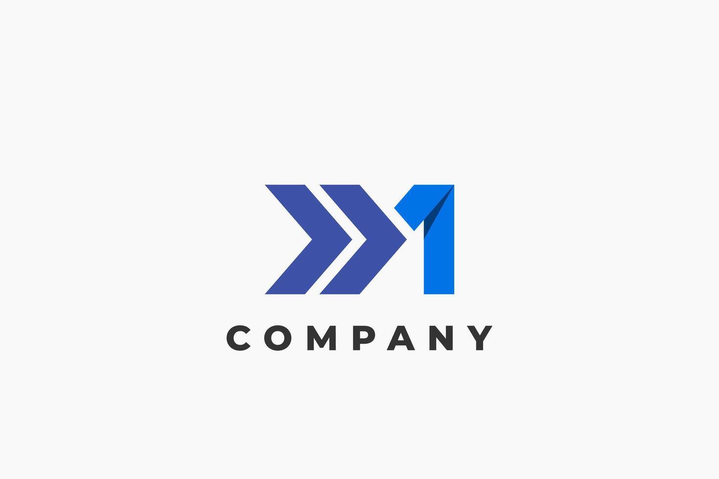 double arrow and letter x x m modern business logo vector