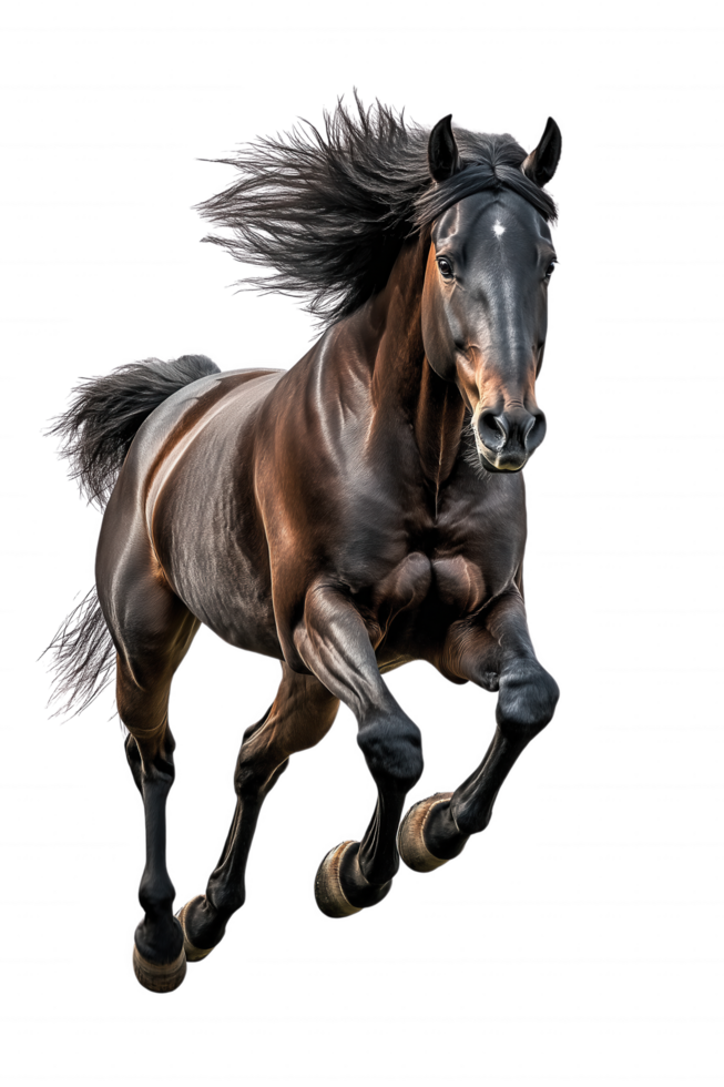 A horse is running in the air with its head up png