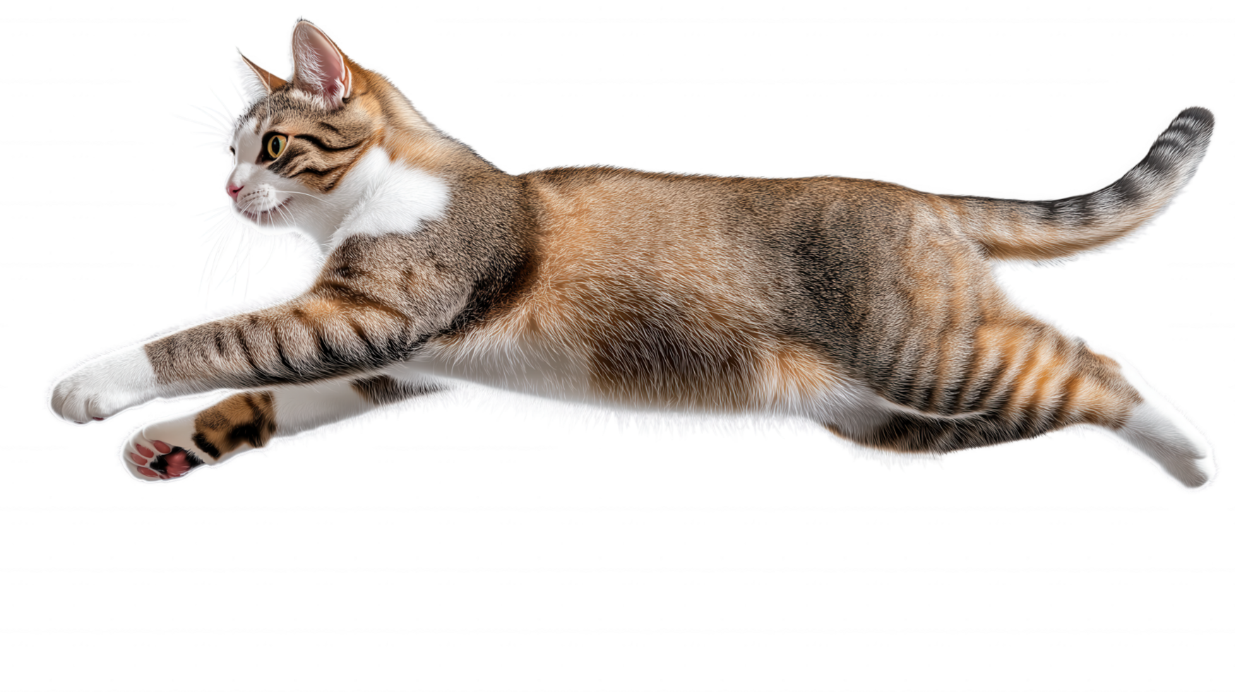 A cat is running in the air with its paws outstretched png