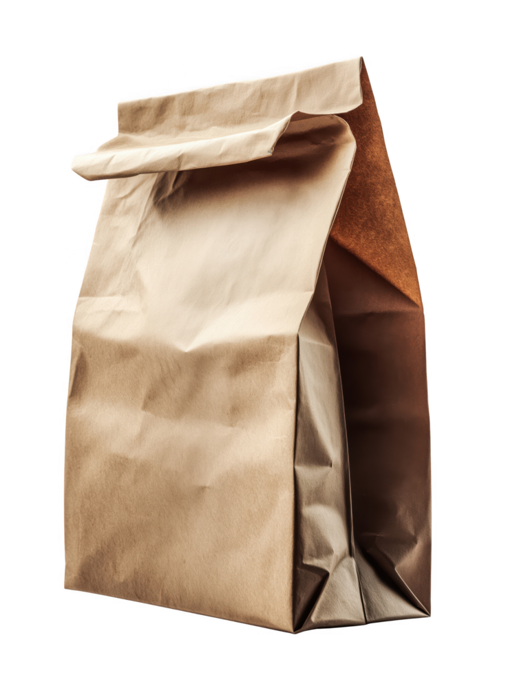 A brown paper bag with a brown handle png