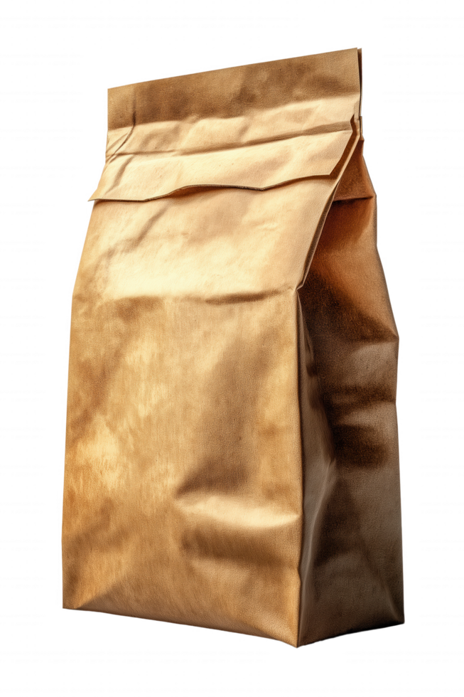 A brown paper bag with a gold color png