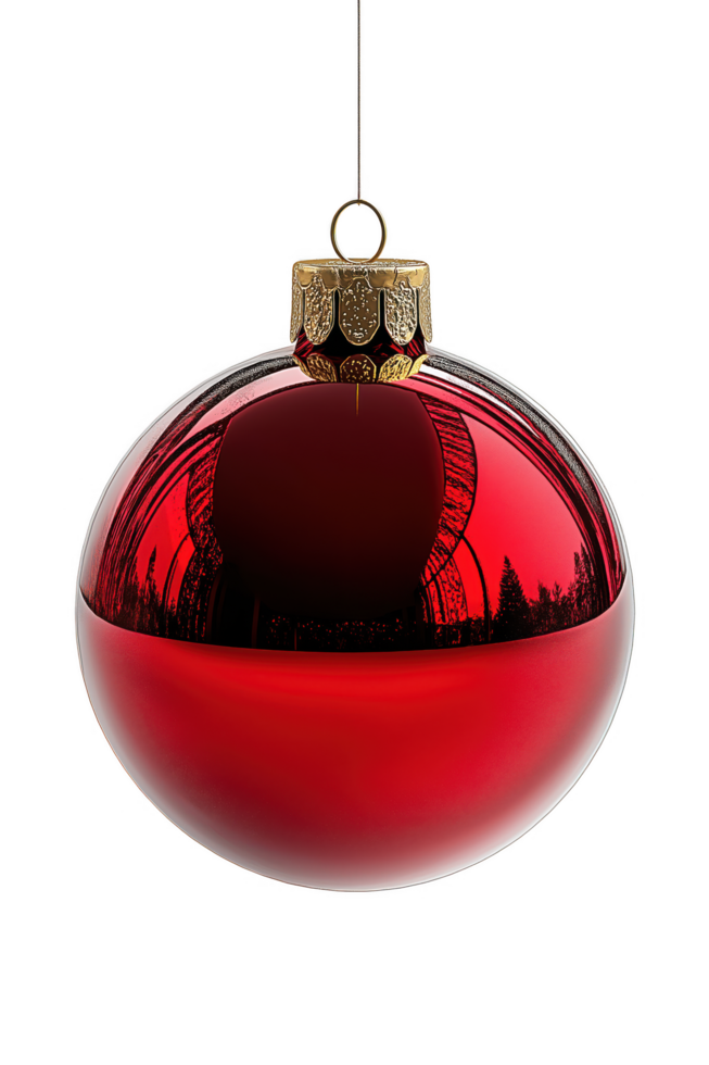A red ornament hanging from a string png