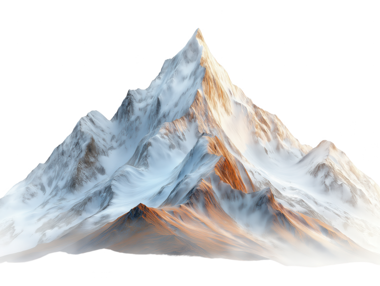 A mountain with snow on it and a misty haze in the background png