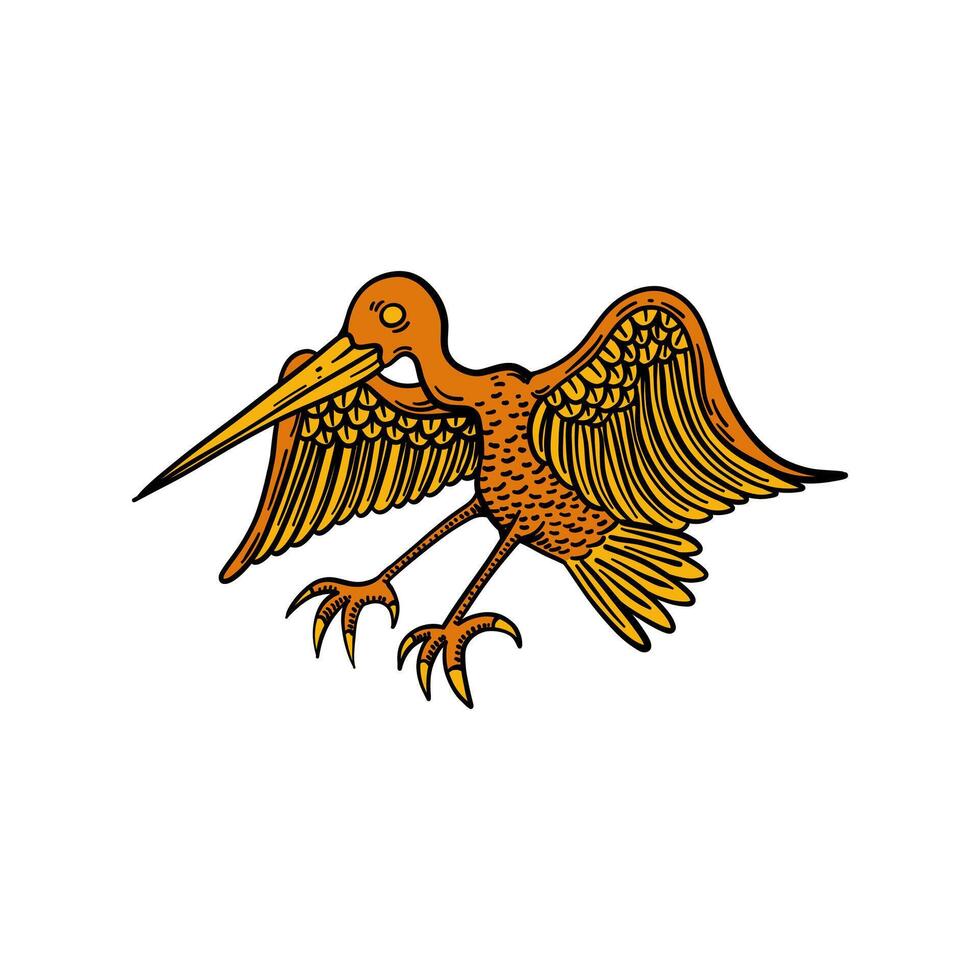 orange bird hand drawing illustration for design, logo, icon, mascot, template, website, etc vector