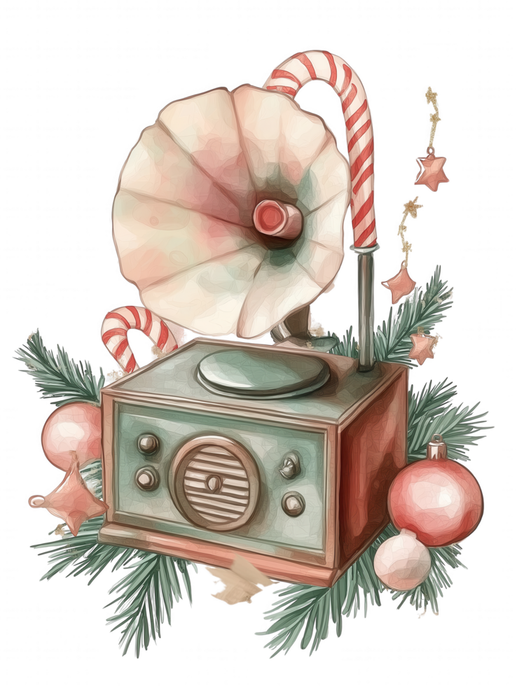 A radio with a candy cane on top of it png