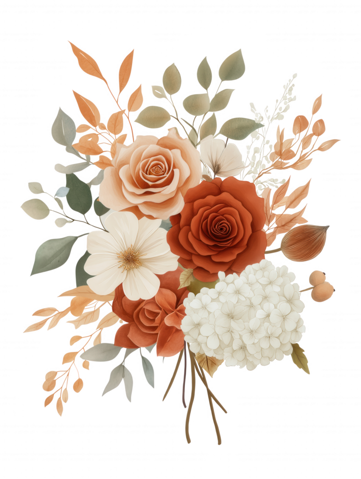 A bouquet of flowers with a white flower in the middle png