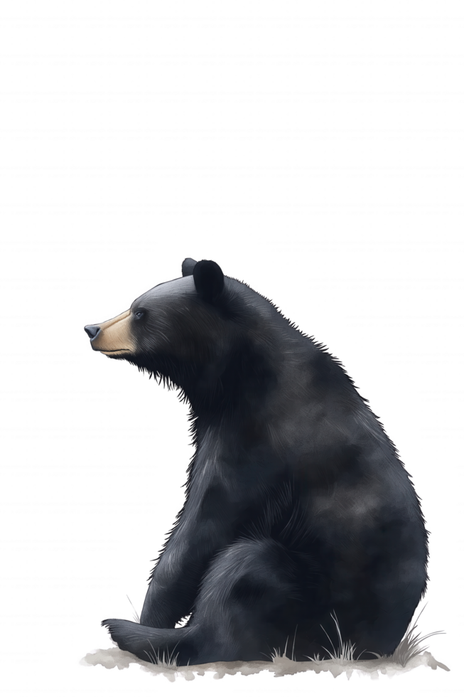 A black bear is sitting on the ground png