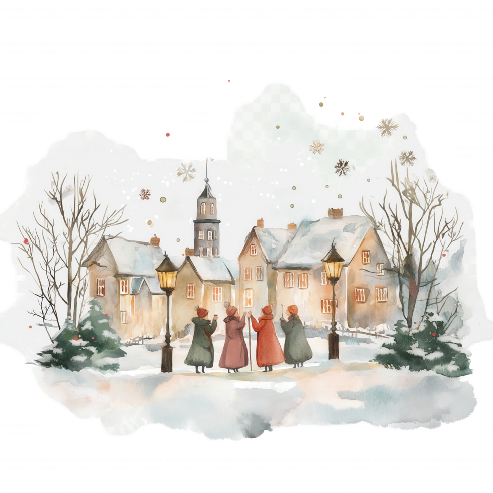 A group of four women are standing in the snow png