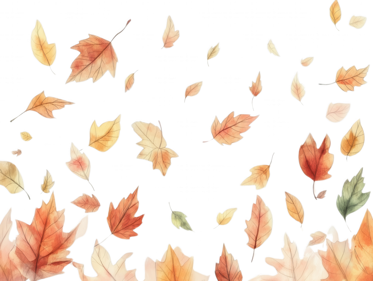 A painting of autumn leaves falling from the sky png