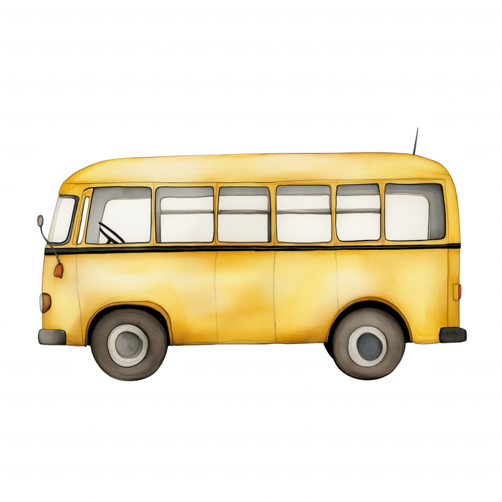 A yellow school bus with a black stripe and a white stripe png