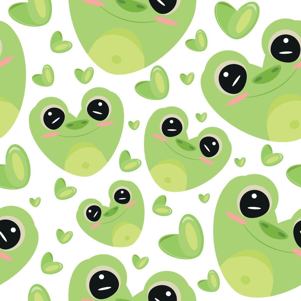 hearts with animal design namely green heart frog design and green hearts Valentine's Day pattern vector