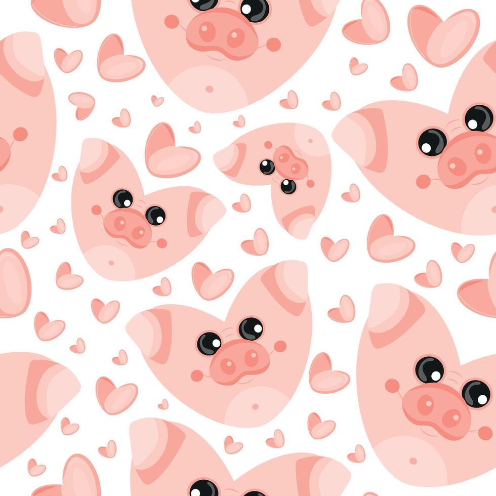hearts with an animal design, namely a pink pig heart design and pink hearts, valentine's day pattern vector
