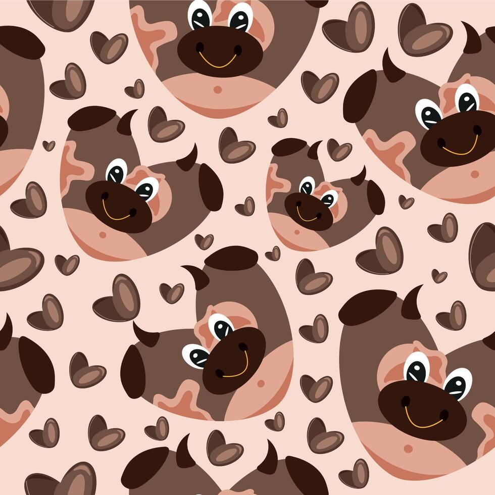 hearts with animal design namely brown side design in heart shape and brown hearts on brown background valentines day pattern vector