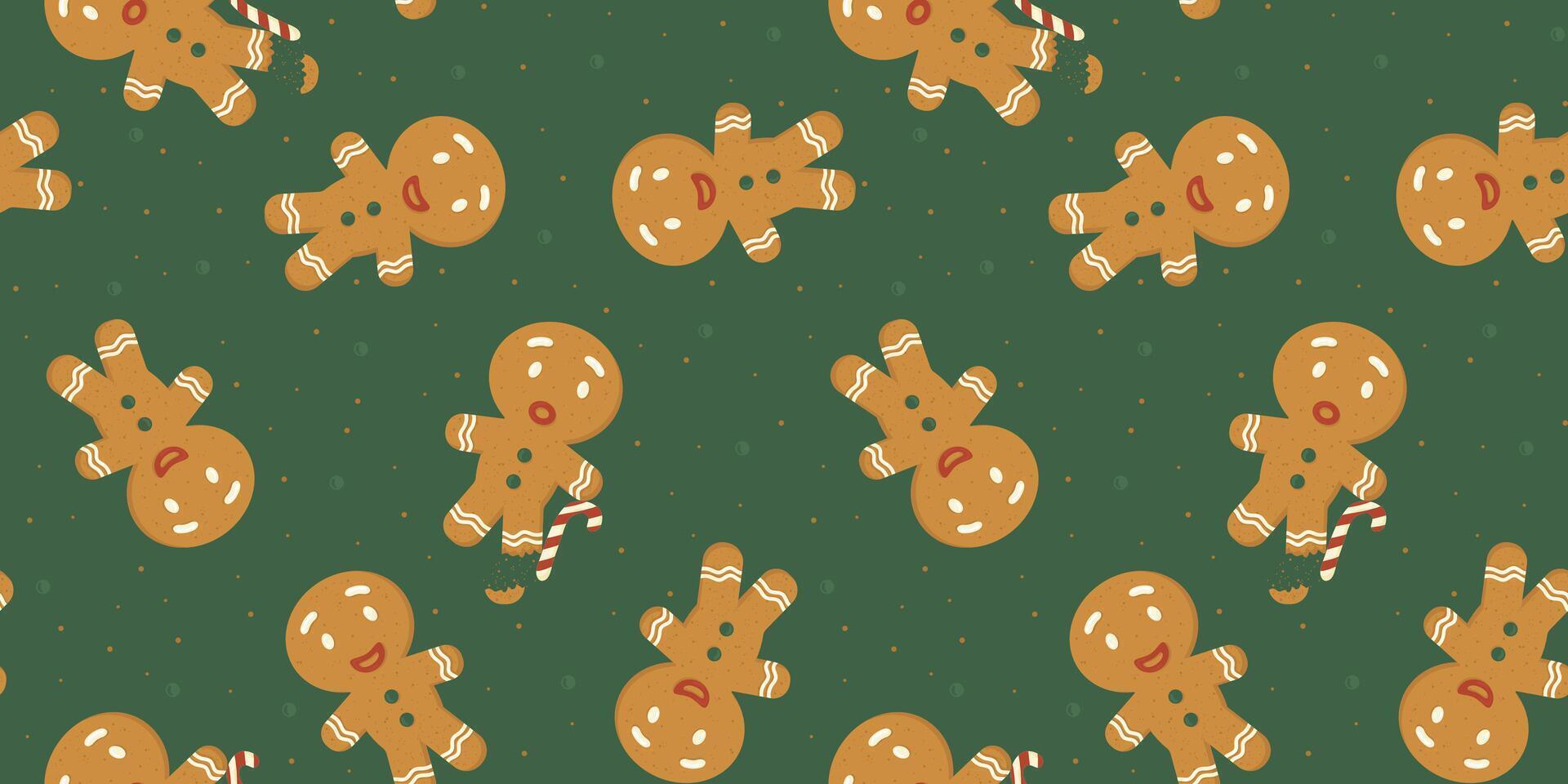 Seamless festive gingerbread man pattern. Design for Christmas backgrounds, wrapping paper. The theme of festive baking. vector
