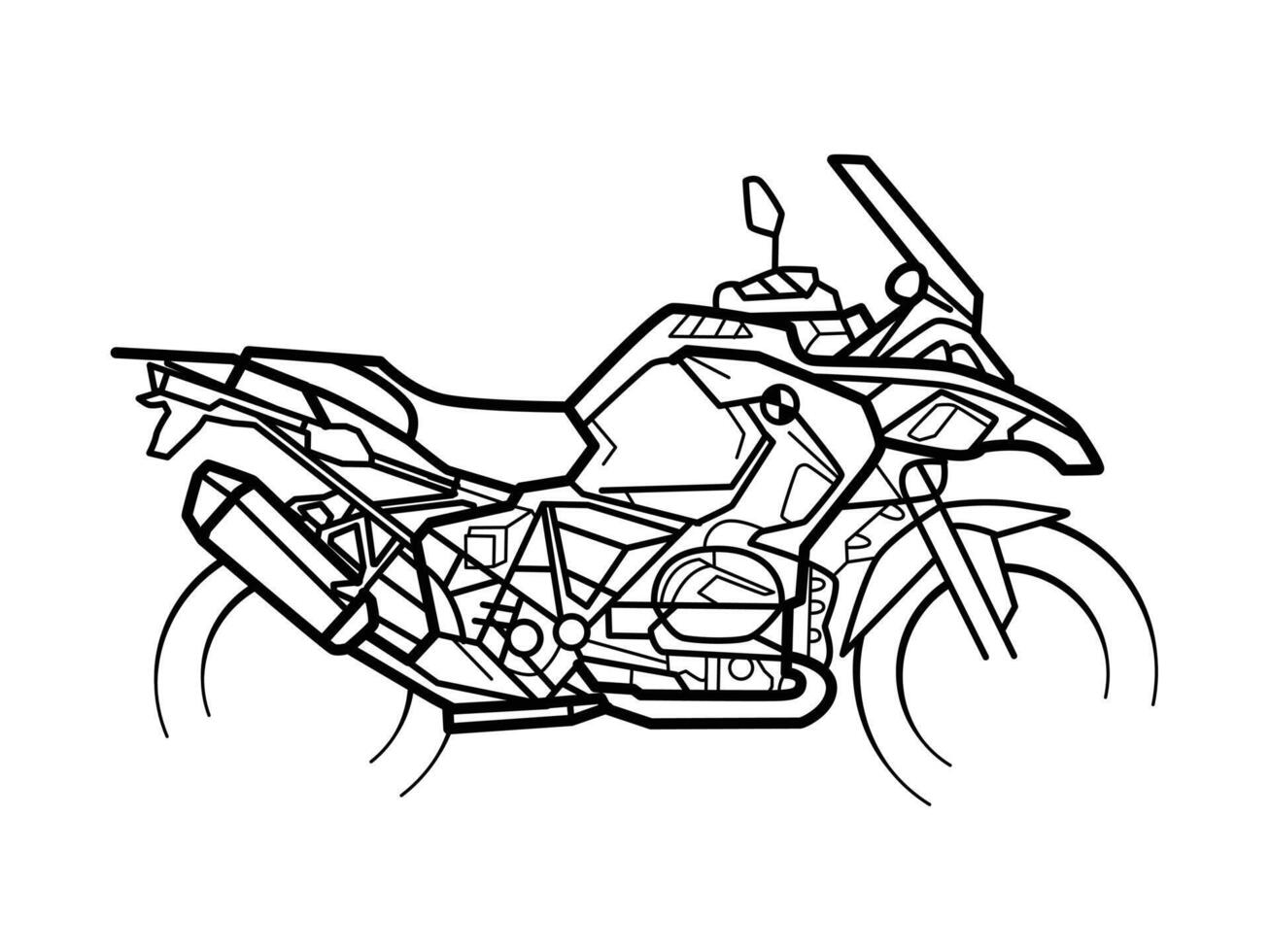 Adventure motorcycle line drawing fo vector