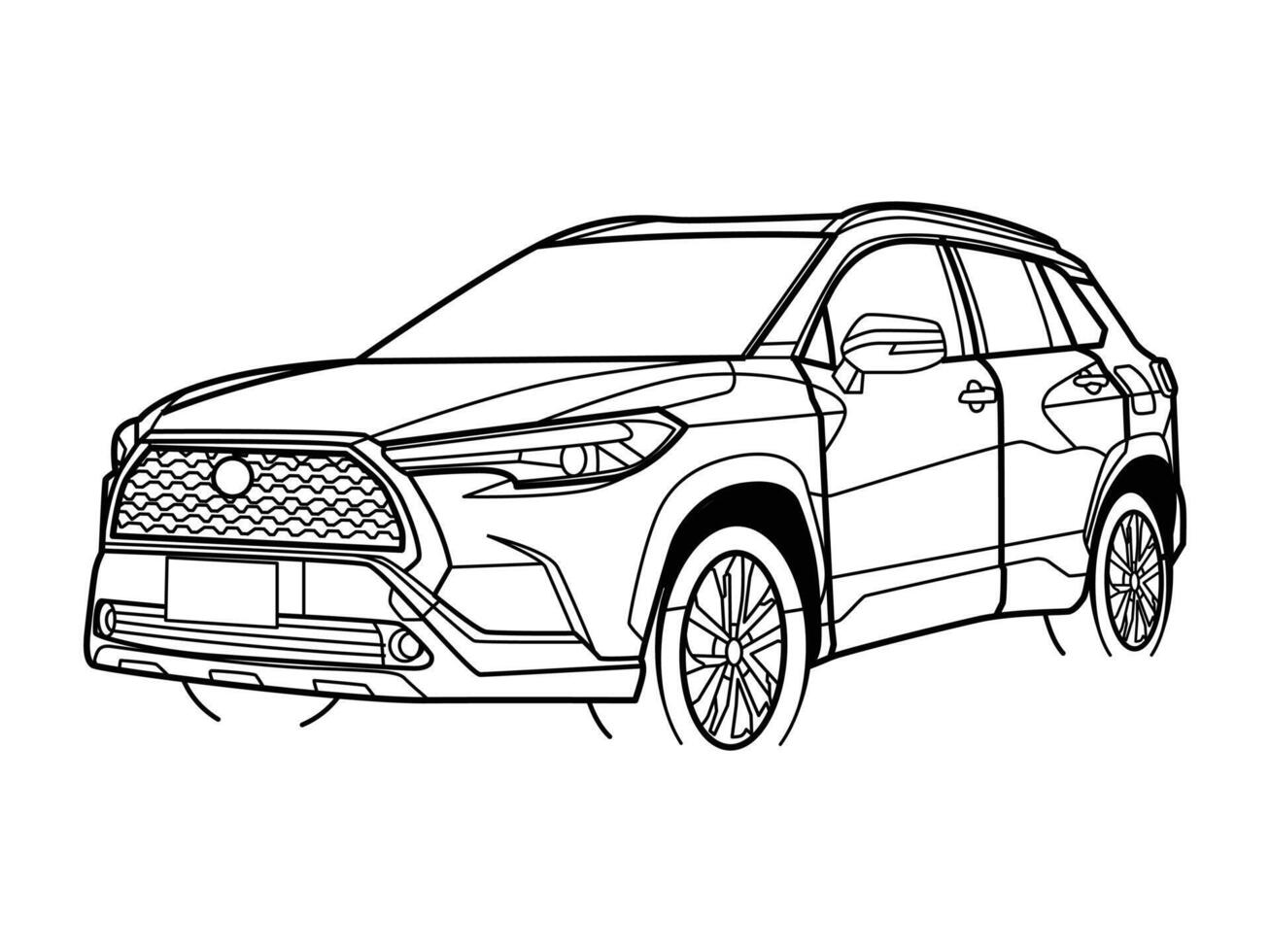 Luxury SUV car line art illustration for metal wall decor vector