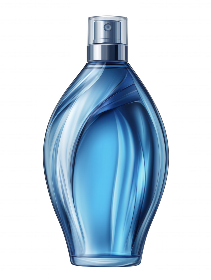 A bottle of perfume with a blue cap png