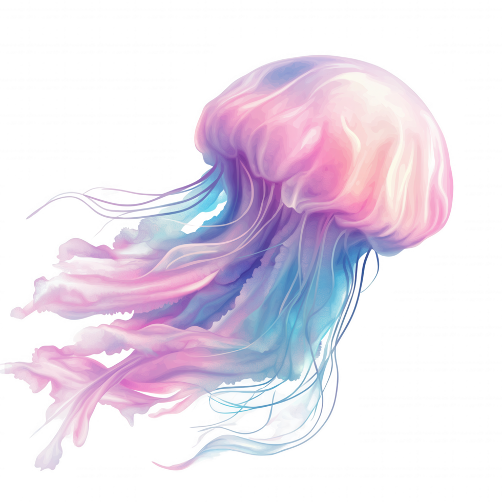 A colorful jellyfish with blue, pink and purple swirls png