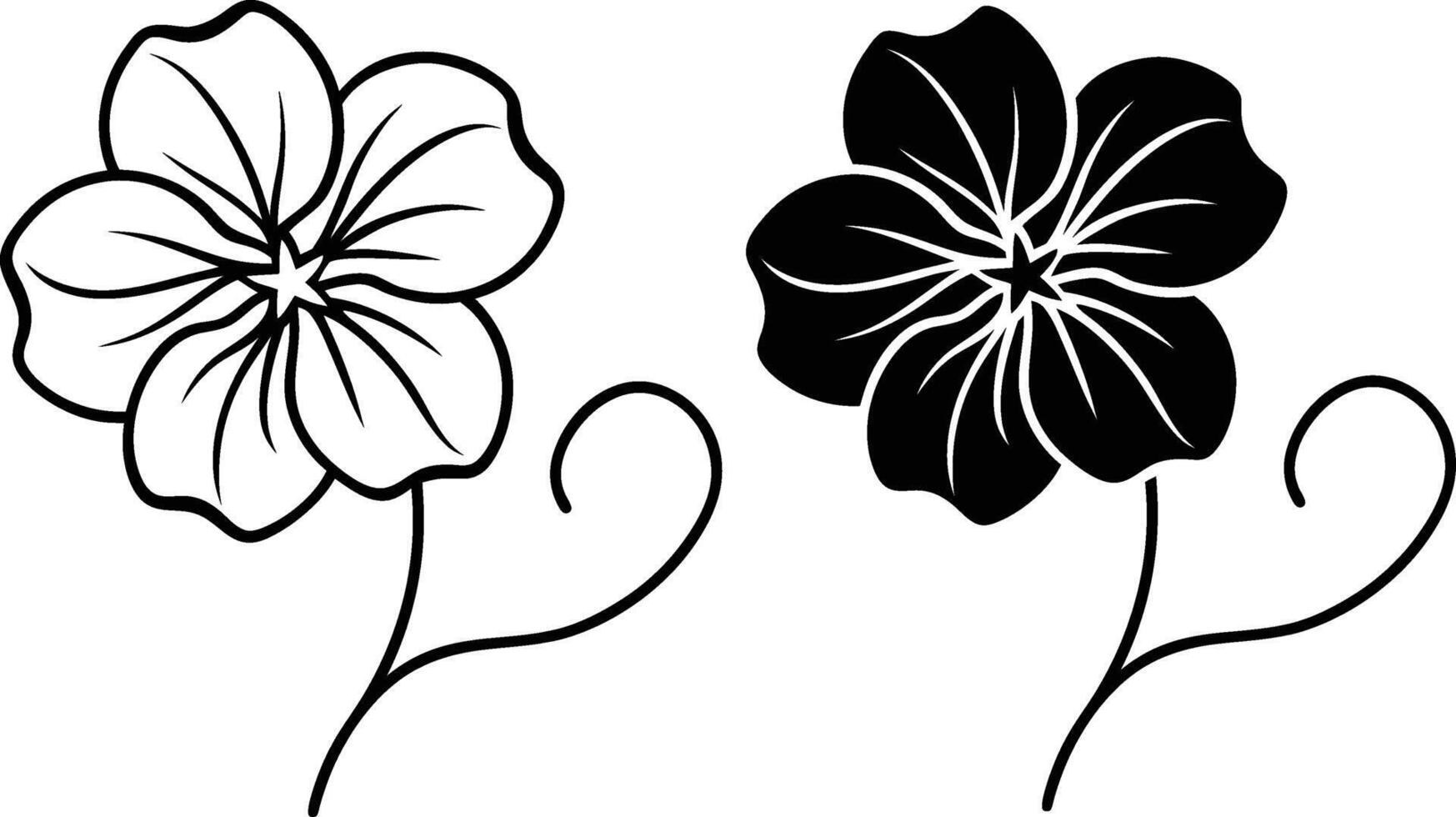 Elegant Black and White Flower Designs, Simple Floral Illustrations vector