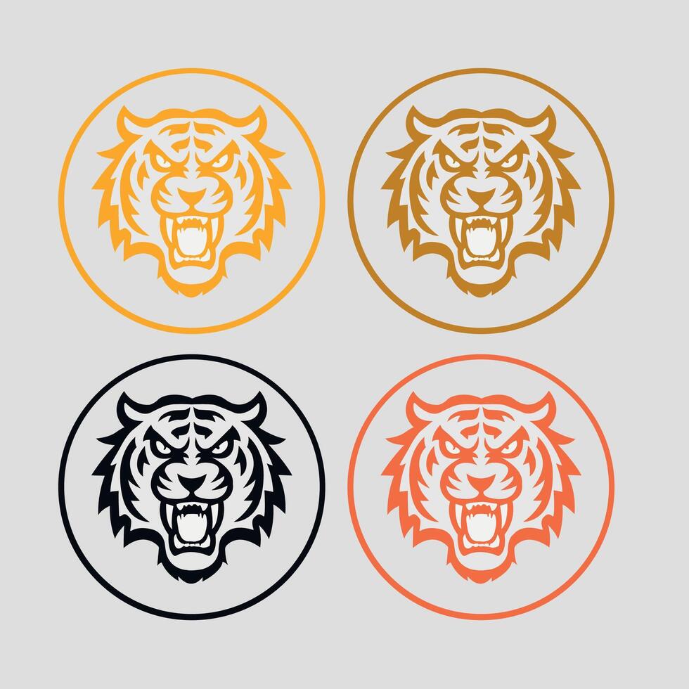 Angry Roaring Tiger minimalist logo vector