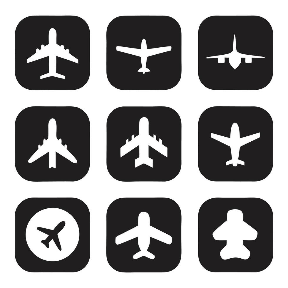 High-Quality Plane silhouette Icon Set for Graphic Designers vector