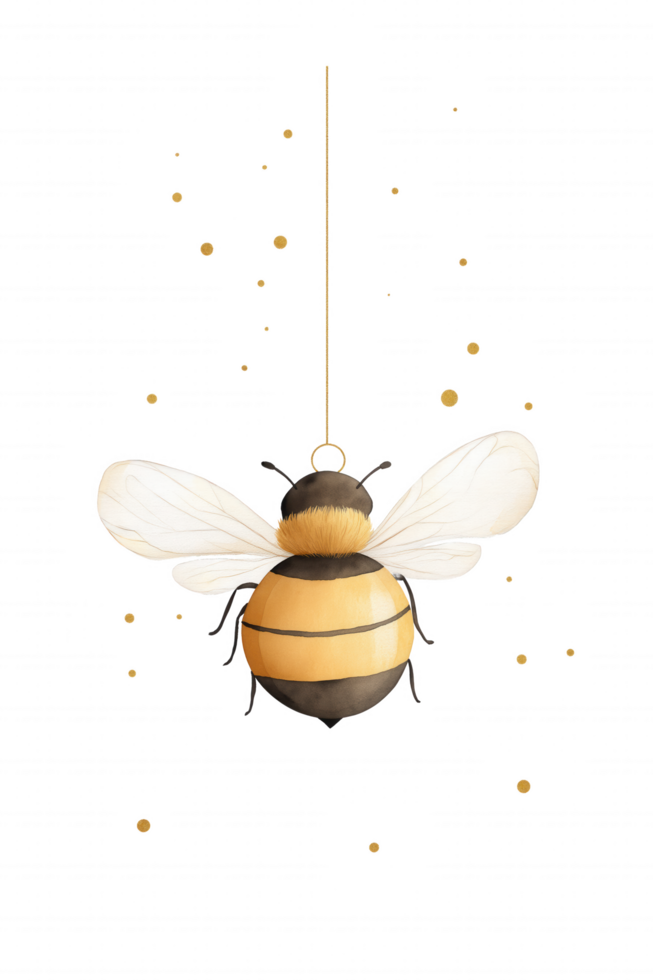 A bee is hanging from a string png