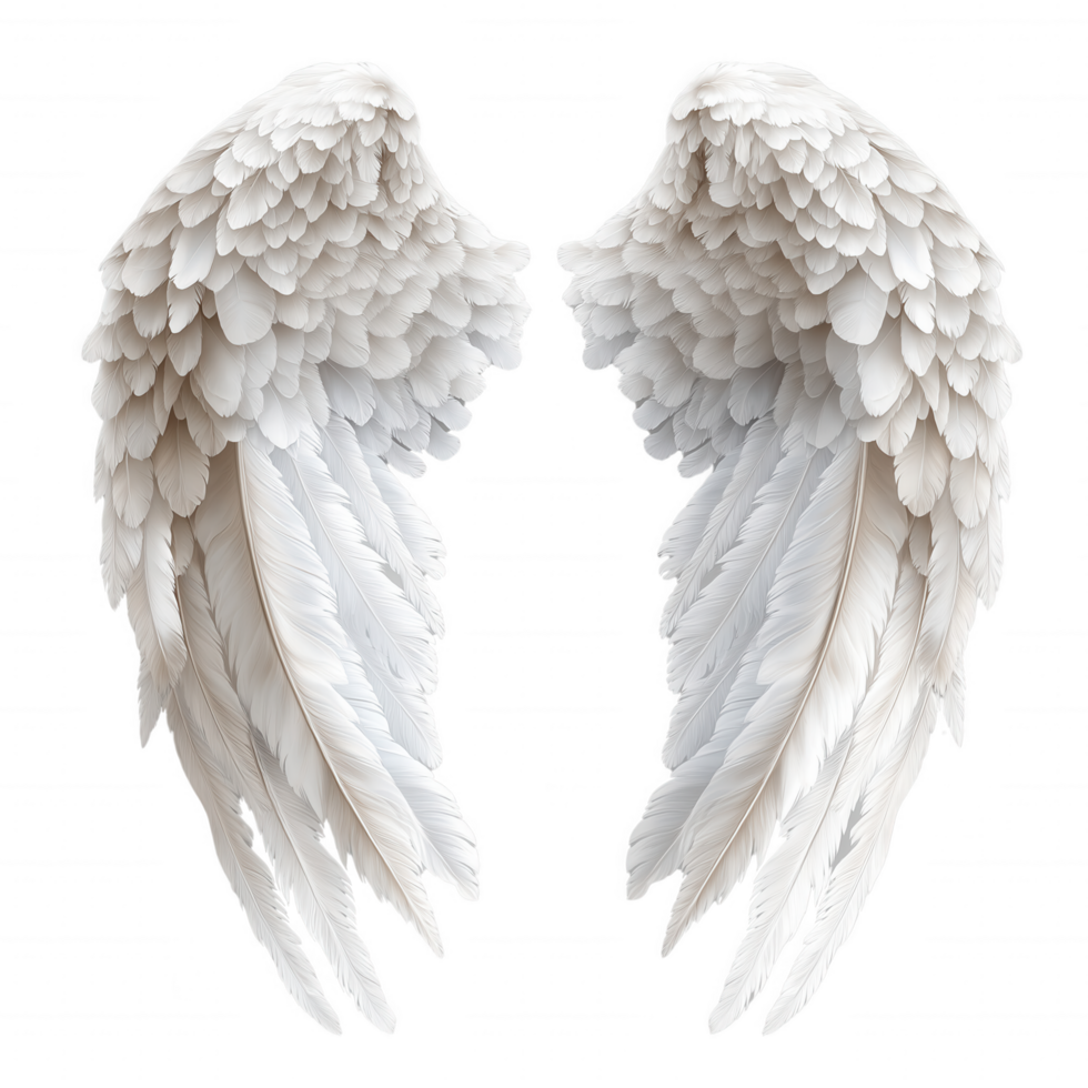 The wings of a white angel are shown in detail png